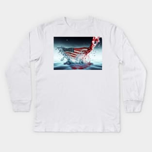 National Nations Flags - American Flag - Stars And Stripes Kids Long Sleeve T-Shirt